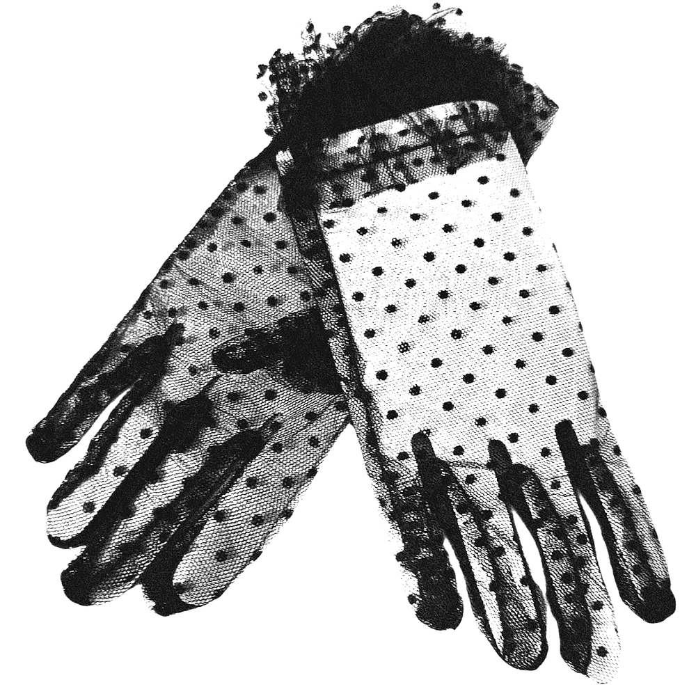 Black Gorgeous Feminine Polka Dot Mesh Gloves
